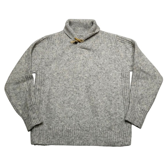 Schott Bros Sweater Mens Large Gray Shawl Collar Toggle Knit Wool Blend Pullover